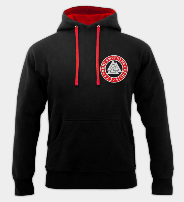 Bluza z Kapturem Haftowana Valknut Runiczny Krąg