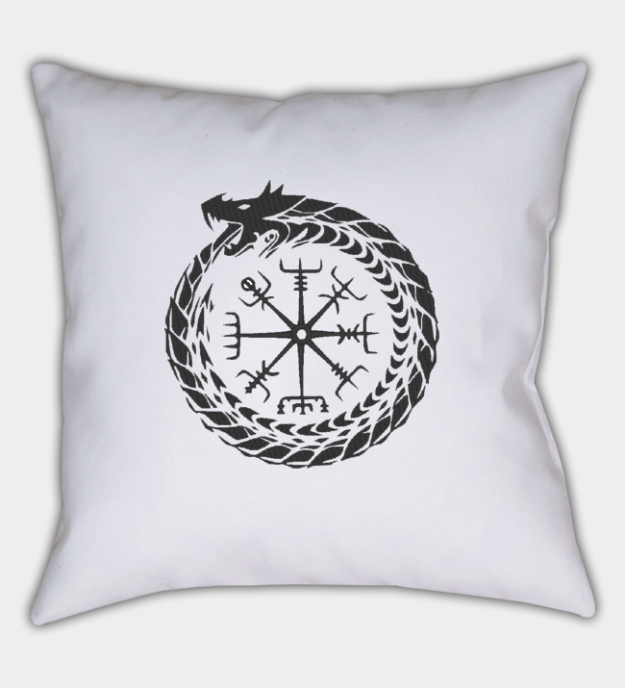 Poszewka na poduszkę z haftem Midgardzki Wąż
